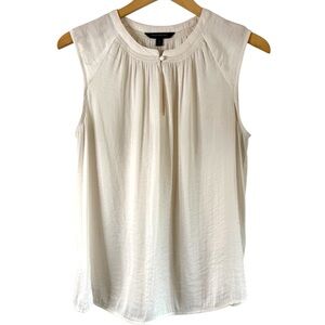 Banana Republic Soft Satin Cream Sleeveless Pleated Camisole Blouse